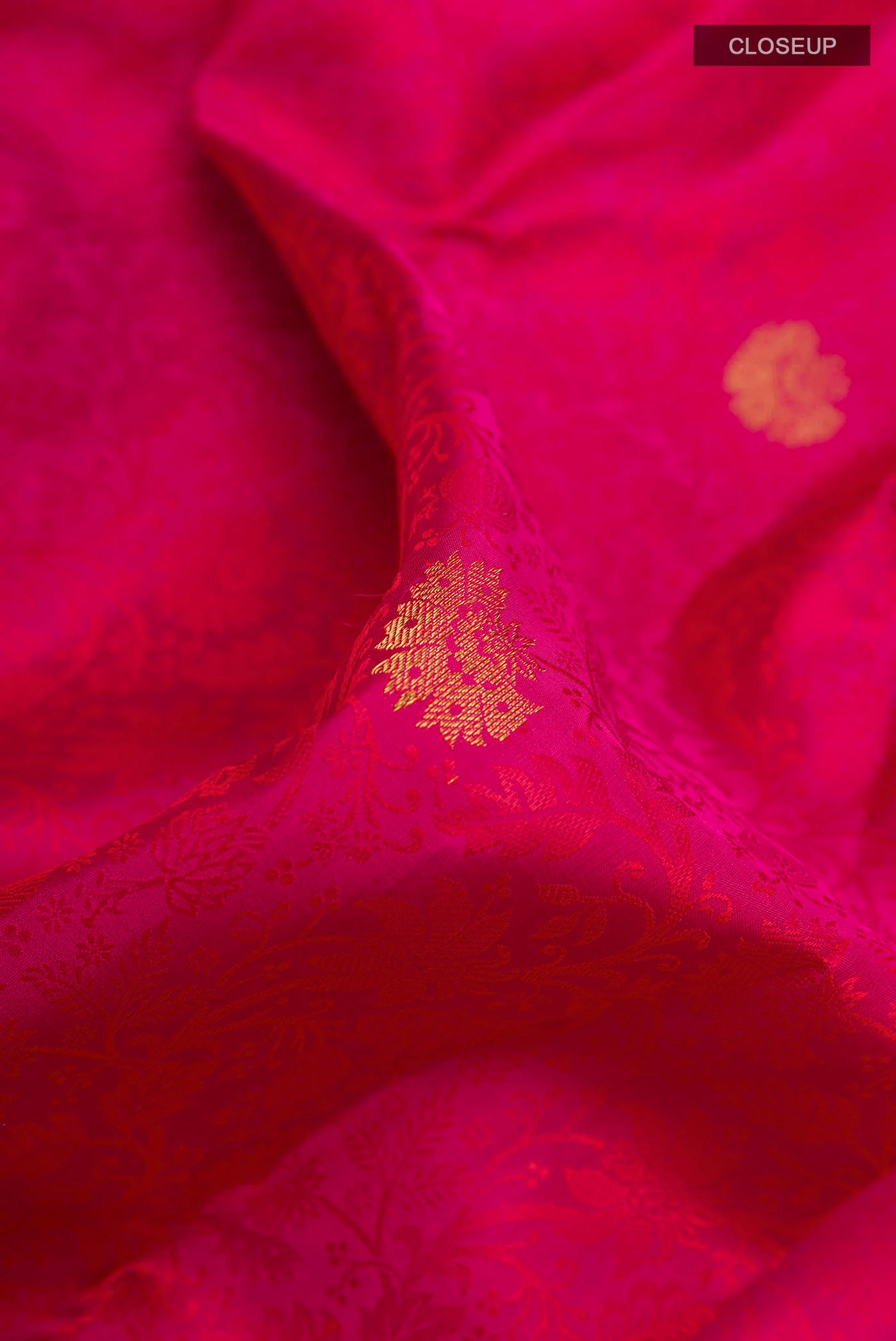 Dark Pink Dual Tone Kanchipuram Silk Saree