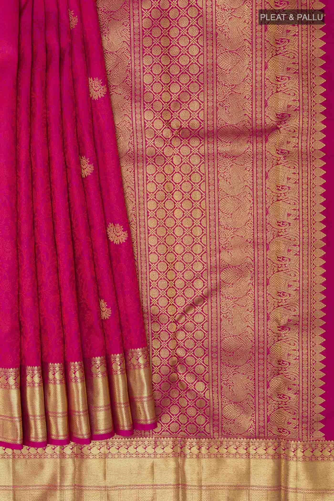 Dark Pink Dual Tone Kanchipuram Silk Saree